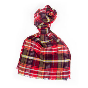 HACKETT BORDO, RED & YELLOW, CHECK PRINT SCARF | WOMENS SIZE 180CM